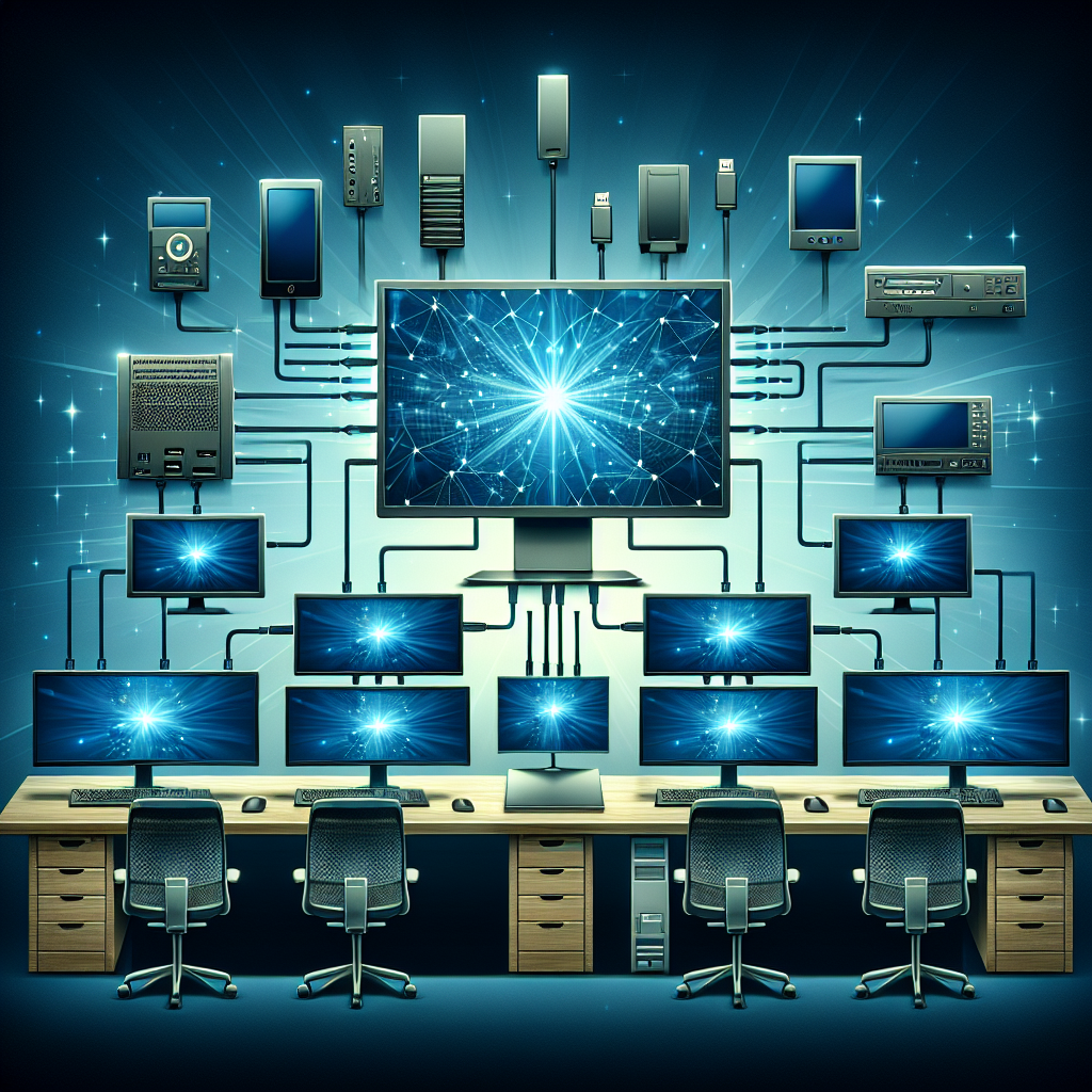 What benefits do monitors with integrated KVM and matrix switching capabilities offer?