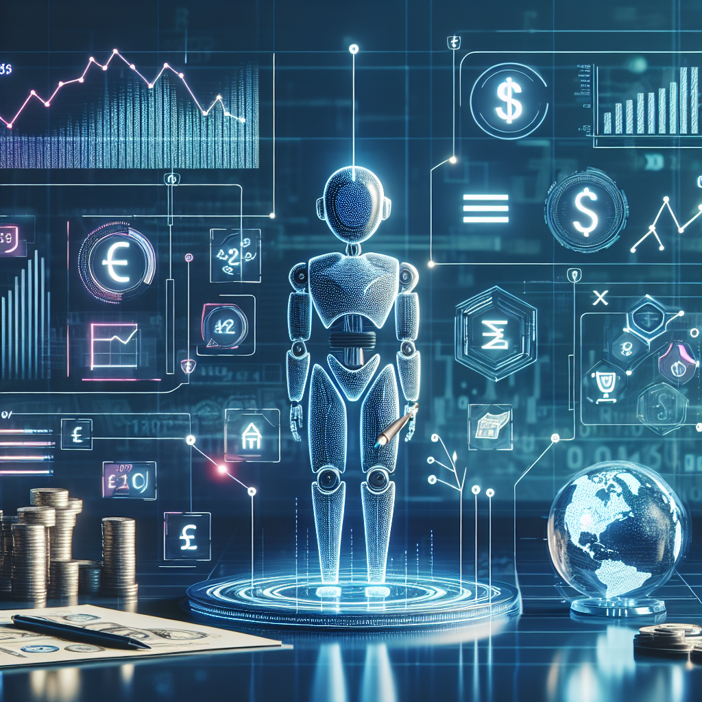 "AI technology assisting individuals with personal financial planning and money management, depicting a digital interface analyzing financial data and suggesting budgeting strategies."