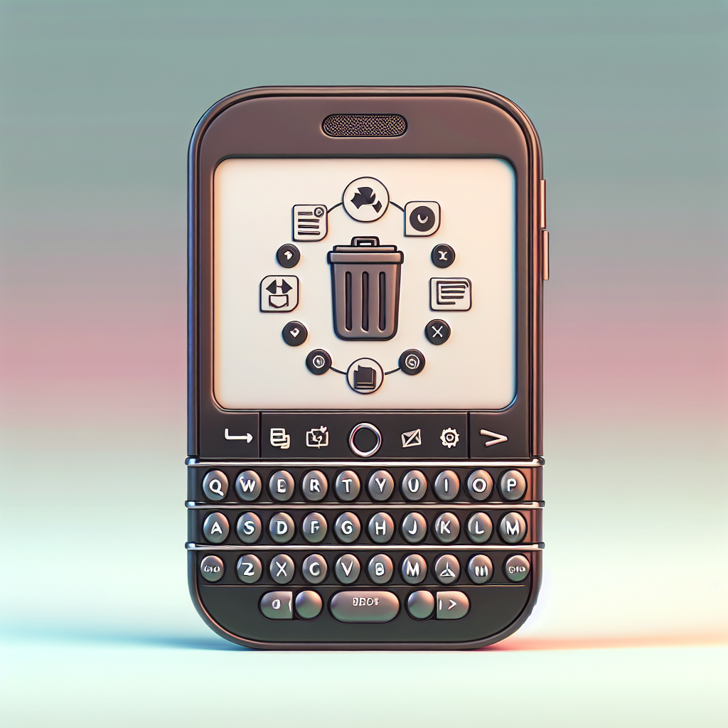 "Illustration of a BlackBerry device displaying a message recovery software interface, highlighting steps to restore deleted text messages."