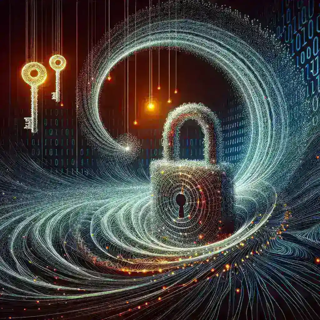 "Illustration of IBM's quantum-safe encryption algorithm showcasing advanced cryptographic technology for future-proof security against quantum computing threats."