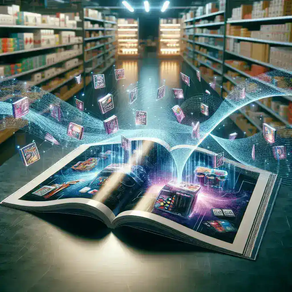"Adobe InDesign interface showcasing AI-powered tools for creating interactive retail catalogs, highlighting innovative design features and streamlined workflow for U.S. retailers."